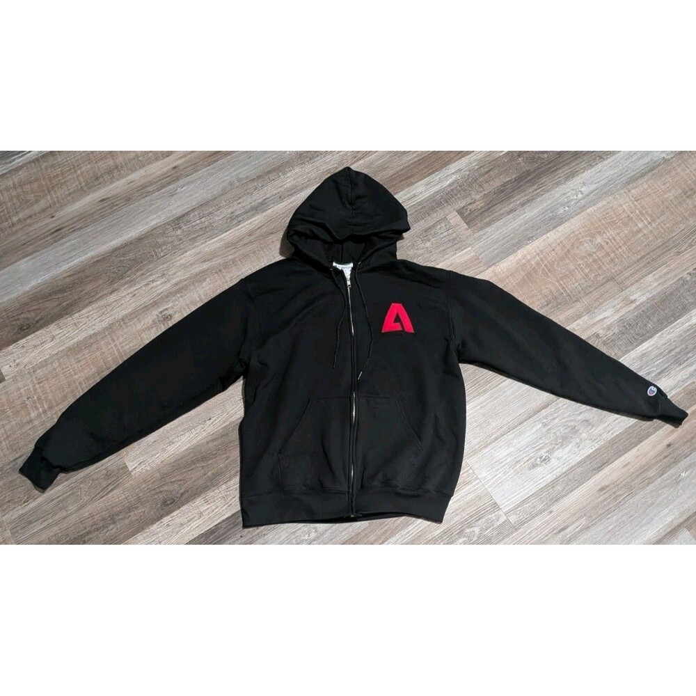 Rare Champion Black Full Zip Hoodie "MAX" Size M